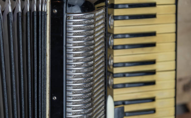 istock Old black 80 bass accordion 1358665059