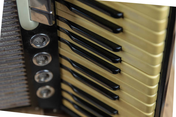 istock Old black 80 bass accordion 1358665072