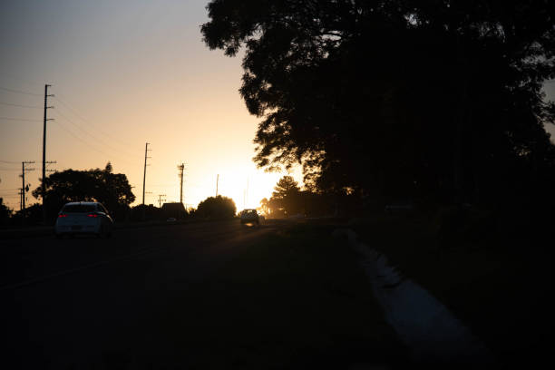 istock Sunset silhouette in rural landscape. 1358665138