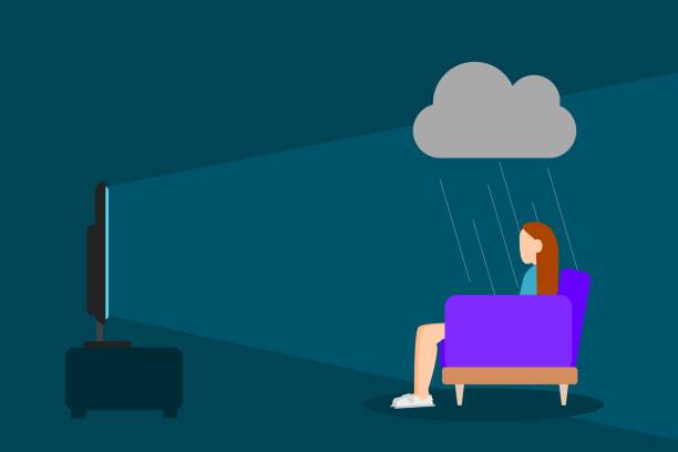 40+ Bored People Watching Tv Stock Illustrations, Royalty-Free