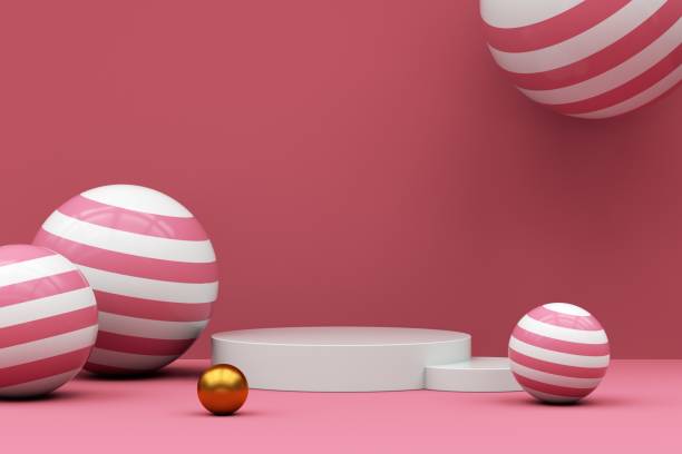 istock minimal podium for product presentation surrounded by spheres 3d rendering 1358670989