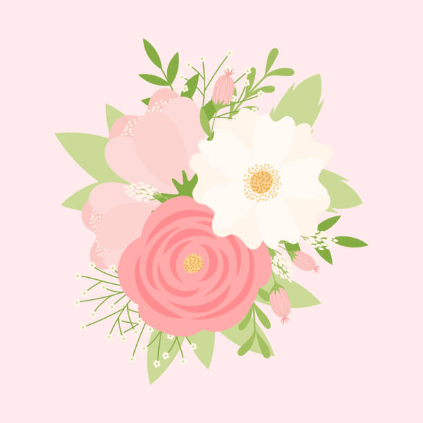 vector background with a bouquet of flowers for banners, cards, flyers, social media wallpapers, etc. vector background with a bouquet of flowers for banners, cards, flyers, social media wallpapers, etc. リボン stock illustrations