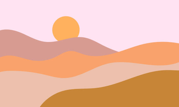 ilustrações, clipart, desenhos animados e ícones de paisagens estéticas de montanha abstratas - backgrounds vector sunlight elegance