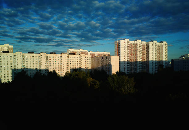 istock Sunset at Moscow suburbs background 1358679260