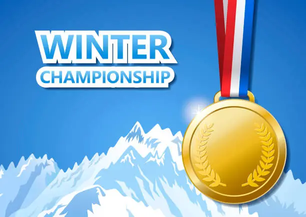 Vector illustration of Winter Champion Gold Medals