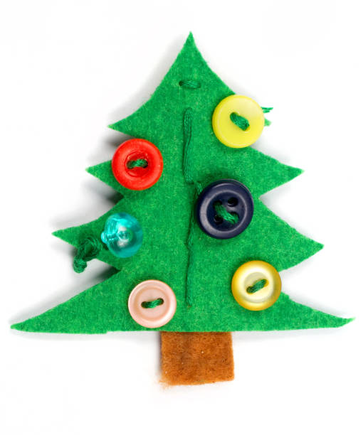 istock Homemade Christmas tree with button toys. 1358694871