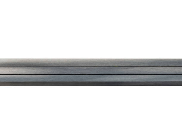 istock Grey wooden table on white background 1358696900