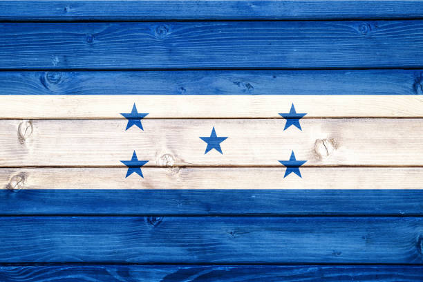 Honduras hand painted waving national flag, oil paint isolated on white canvas, 3D illustration.