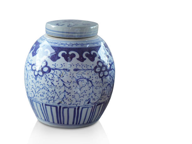 istock Di cut antique blue ceramic and lid on white background, vintage, object, copy space 1358698538