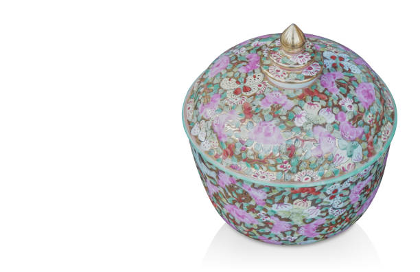 istock old green and pink ceramic bowl on white background, vintage, retro, copy space 1358698595