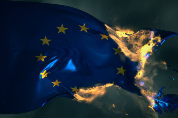 istock Fire on European Union flag 1358699461