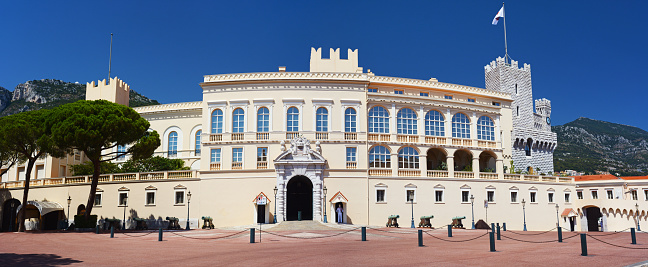 Antoine Grigho's Baroque entrance to the Prince's Palace of Monaco. Composite photo