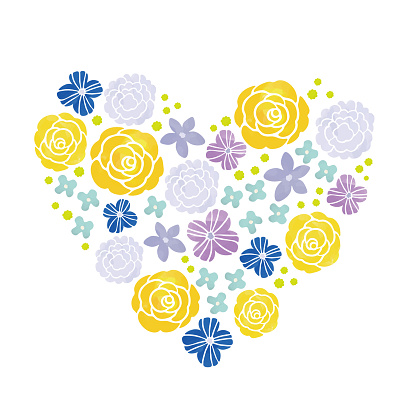 Watercolor touch flower heart design