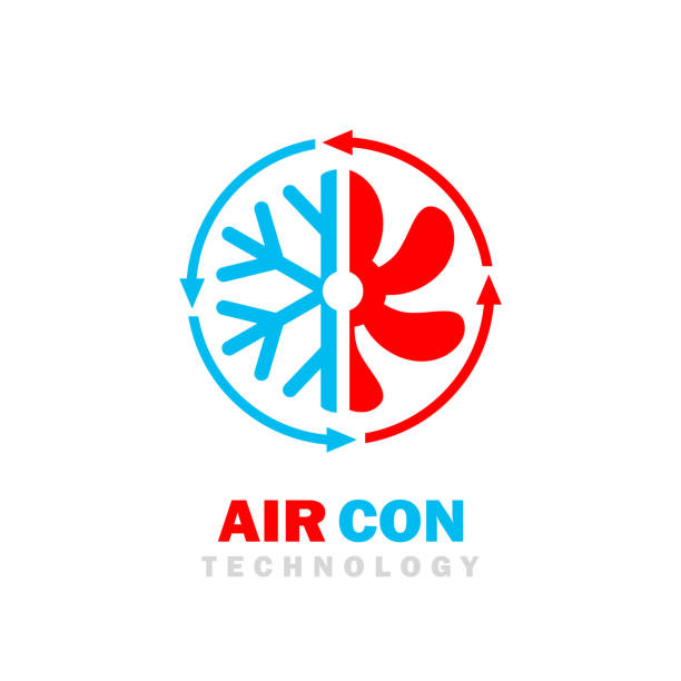 Air con vector logo Air conditioner vector logo on white background refresh stock illustrations
