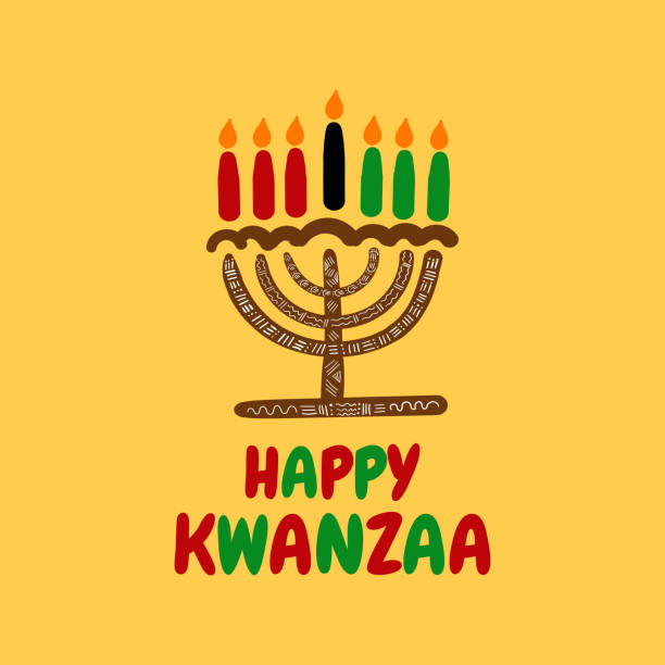 ilustraciones, imágenes clip art, dibujos animados e iconos de stock de feliz bandera de kwanzaa, publicación en las redes sociales de la celebración tradicional afroamericana, vector - kwanzaa
