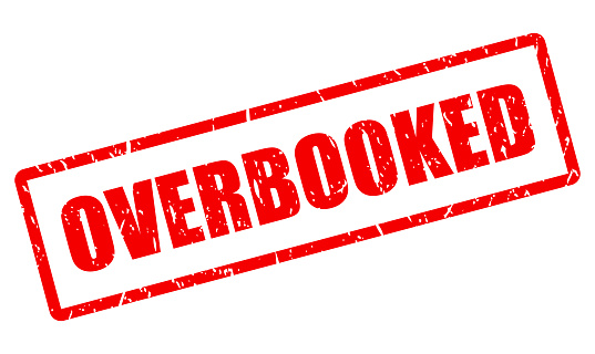 Overbooked vector stamp on white background
