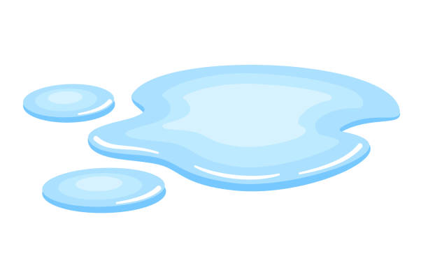 ilustraciones, imágenes clip art, dibujos animados e iconos de stock de icono vectorial de derrame de agua o charco - puddle condensation water drop