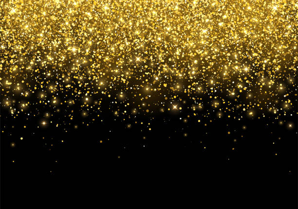 Holiday gold sparkling glitter scattered on black background. Vector Holiday gold sparkling glitter scattered on black background. Vector illustration sequin stock illustrations