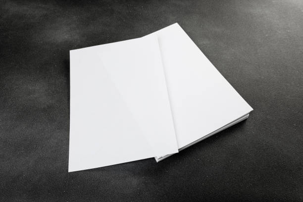 istock Blank flyer poster A4 paper isolated on dark gray to replace your design 1358720068