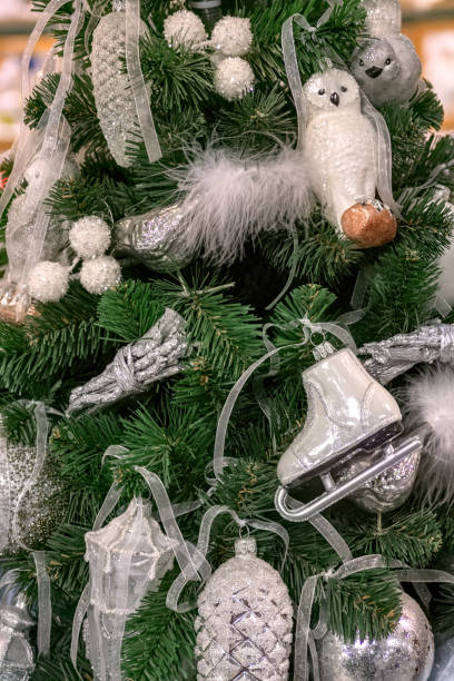 istock Christmas tree decorated with traditional toys. 1358720277