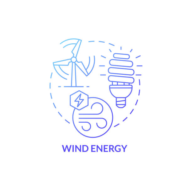 blaues farbverlaufs-konzeptsymbol für windenergie - non rewnewable stock-grafiken, -clipart, -cartoons und -symbole