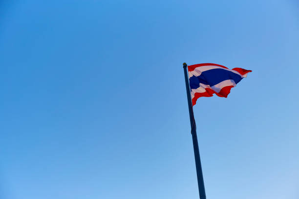 istock Flag of Thailand with blue sky 1358722872