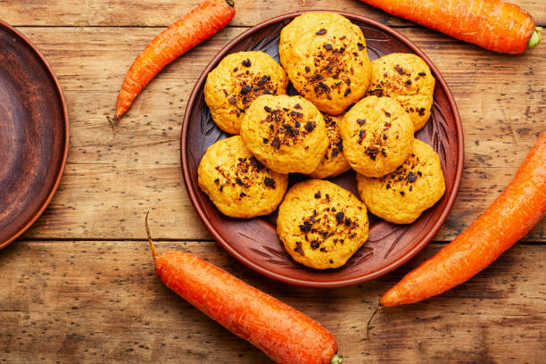 istock Carrot cookies, delicious dessert 1358723456