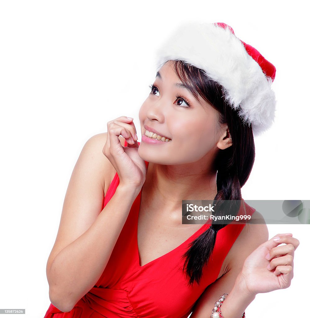 Joven Chica mirando hacia arriba Navidad - Foto de stock de Adulto libre de derechos