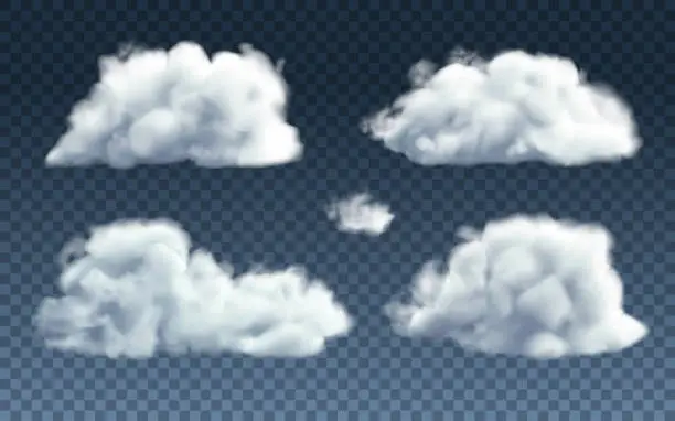 Vector illustration of Realistic clouds set