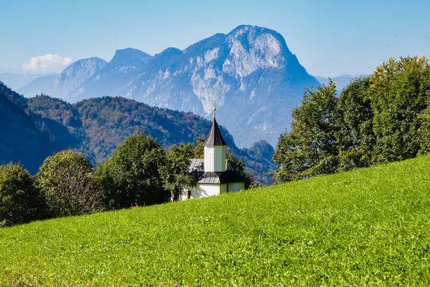 Valley of Scheffau, Wilder Kaiser, Tyrol, Austria. Hiking at Wilder Kaiser Mountains in the Austrian region of Tirol.