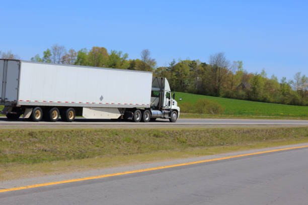 istock Semi-truck on highway 1358734051