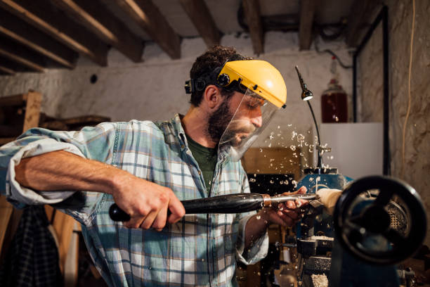 istock Wood Turning at the Workshop 1358734470