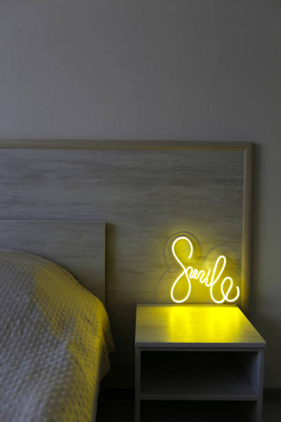 istock Yellow neon sign smile. Trendy style. 1358734580