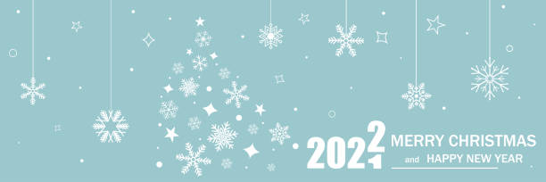 メリークリスマスと新年あけましておめでとうございます。クリスマスツリーと吹雪とグリーティングカード。白色のテキスト。ベクターの図。eps 10 - christmas christmas tree flower frame点のイラスト素材／クリップアート素材／マンガ素材／アイコン素材