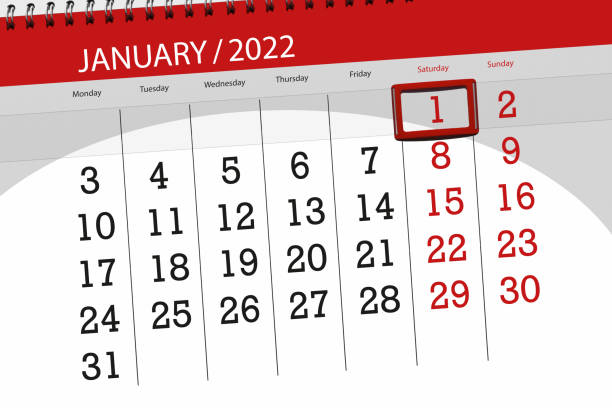 istock Calendar planner for the month january 2022, deadline day, 1, saturday 1358735510