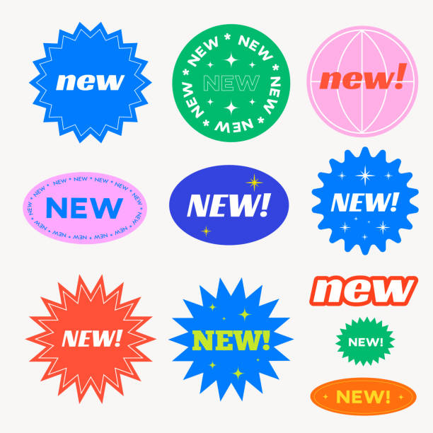coole trendige neue sticker kollektion. patch-vektorillustration. - new stock-grafiken, -clipart, -cartoons und -symbole