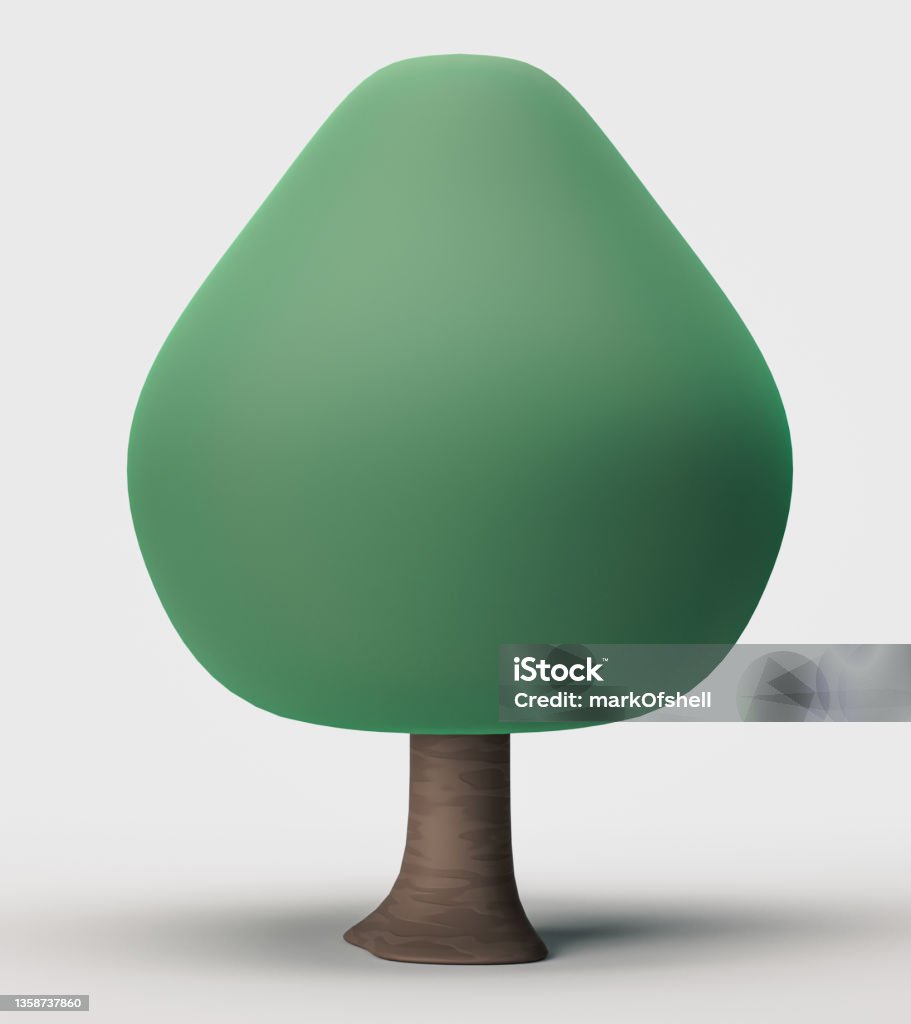 Tree Single Without Background Stylized Single Tree Flat Style Isolated Tree Without Leaves On A White ...