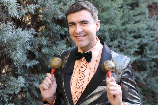 istock Glamorous gentleman playing the maracas 1358739212
