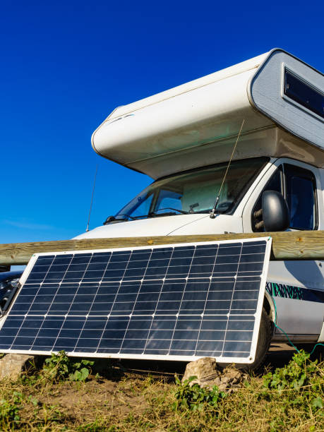istock Solar photovoltaic panel at camper caravan 1358739220