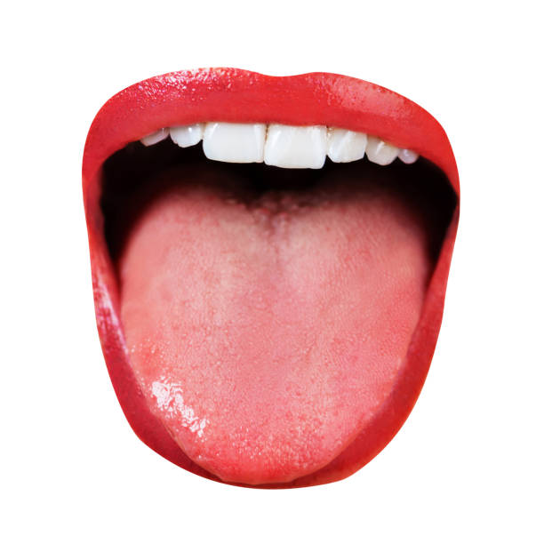 istock Cut out woman lips isolated on white background 1358742364