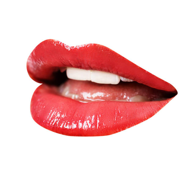 istock Cut out woman lips isolated on white background 1358742372