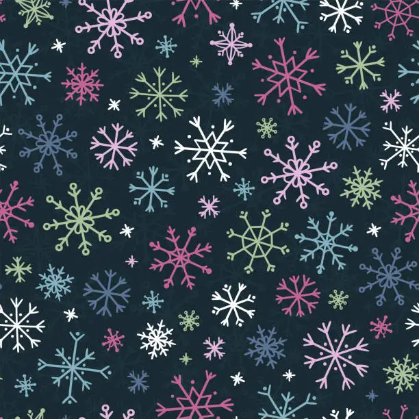 Vector illustration of Beautiful hand drawn snowflakes seamless pattern, fragile winter background, great for textiles, banners, wallpaper, wrapping - vector design