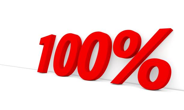 istock One hundred percent red numbers on a white background. Sales discount concept. 3d render illustration. 1358744110