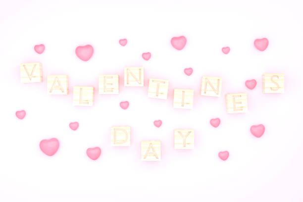 istock Wooden cube Valentime's dayand and pink hear backgground 1358745313