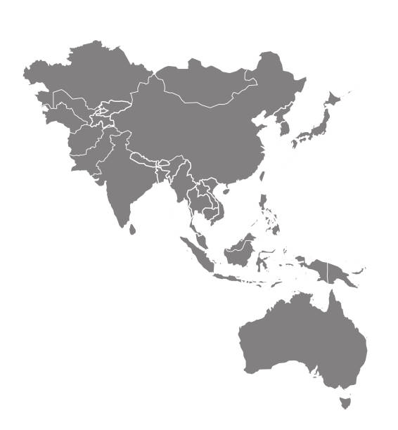 detailed vector map of Asia Pacific Region vector art illustration