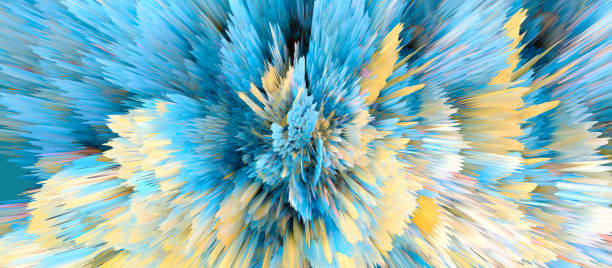Digital 3D Illustration. Color blot splash. Abstract long horizontal background.