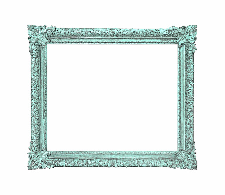verdigris green picture Frame isolated on white