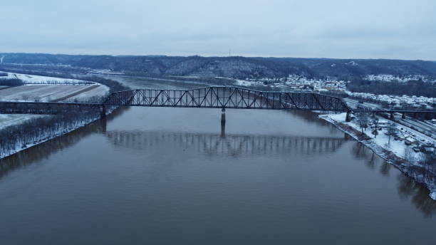 istock Sciotoville Railroad Bridge - Aerial Still 1358755761