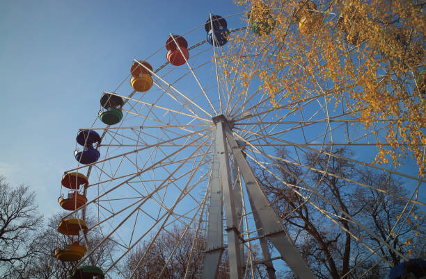 istock Ferris wheel at autumn city background 1358756002