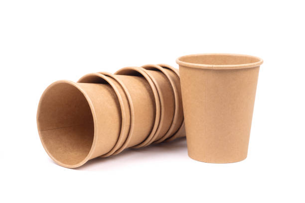 Recycled paper cups stock photo